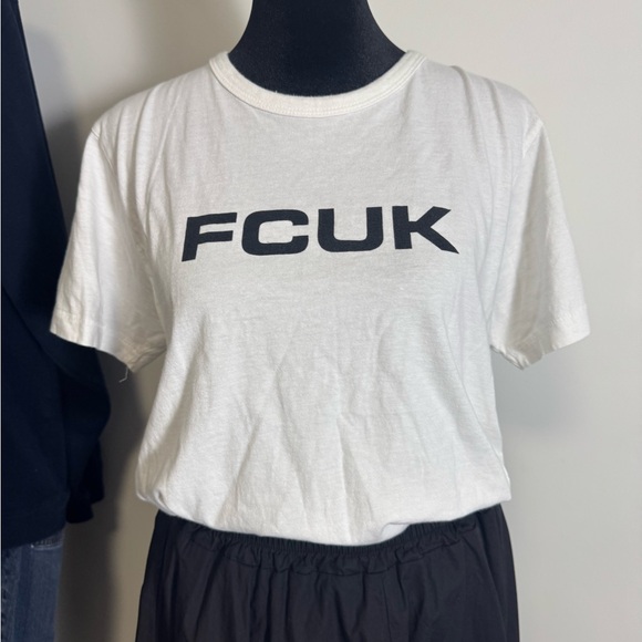 FCUK Women's ASOS White T-Shirt Size Medium Heavyweight 100% Cotton - Picture 2 of 7